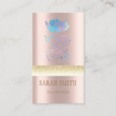 Moderne gouden holografische lotus visitekaartje (Voorkant)