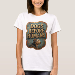 Moderne Gouden HONDEN VOOR MENSEN Slogan Design T-shirt
