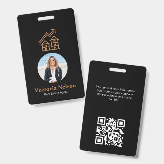 Moderne Gouden Huis Foto Makelaar ID Badge (Voor- en achterkant)