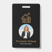 Moderne Gouden Huis Foto Makelaar ID Badge (Voorzijde)