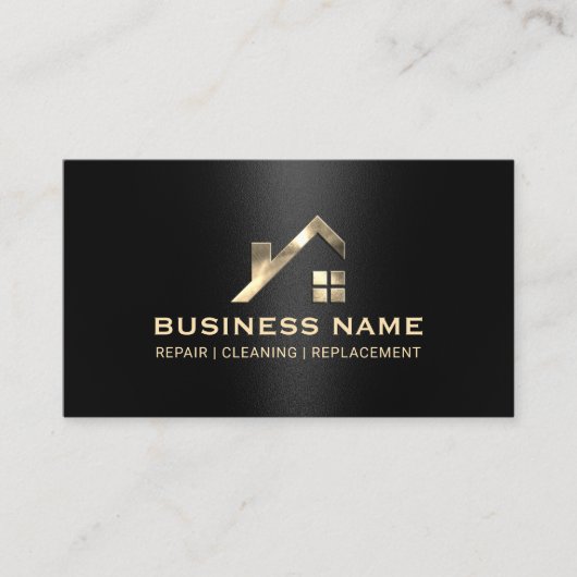 Moderne Gouden Huis Reparatie Schoonmaak Vervangin Visitekaartje (Voorkant)