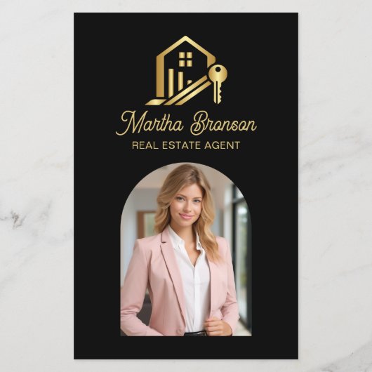 Moderne Gouden Huissleutel Vastgoedmakelaar Flyer (Achterkant)