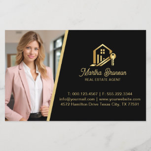 Moderne Gouden Huissleutel Vastgoedmakelaar Flyer