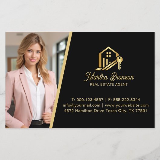 Moderne Gouden Huissleutel Vastgoedmakelaar Flyer (Achterkant)