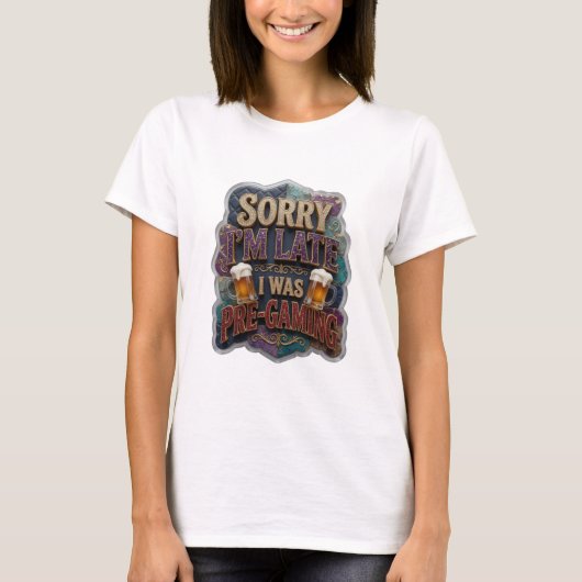Moderne Gouden I WAS PRE GAMING Custom T-shirt (Voorkant)