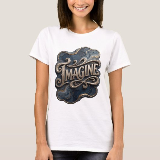 Moderne Gouden IMAGINE Print T-shirt (Voorkant)