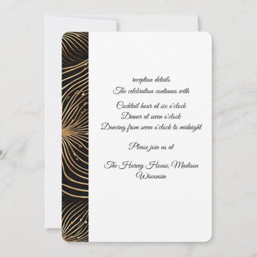Moderne gouden inzetstukken bruiloft uitnodiging (Achterkant)