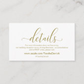 Moderne gouden kalligrafie, bruiloft details informatiekaartje (Voorkant)