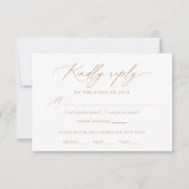 Moderne Gouden Kalligrafie Bruiloft Menu RSVP-kaar (Voorkant)