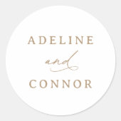 Moderne gouden kalligrafie bruiloft ronde sticker (Voorkant)