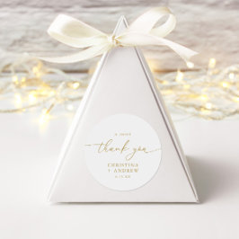 Moderne gouden kalligrafie bruiloft ronde sticker