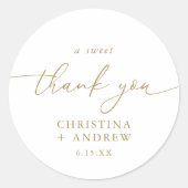 Moderne gouden kalligrafie bruiloft ronde sticker (Voorkant)