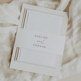 Moderne gouden kalligrafie bruiloft uitnodigingen wikkel