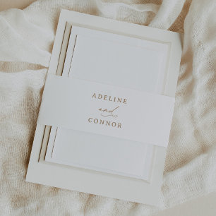 Moderne gouden kalligrafie bruiloft uitnodigingen wikkel