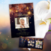 Moderne Gouden Kalligrafie Fotobegrafenisprogramma Drieluik Uitnodiging