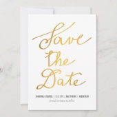 Moderne Gouden Kalligrafie Trouwen Save The Date (Voorkant)