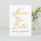 Moderne Gouden Kalligrafie Trouwen Save The Date (Staand voorkant)