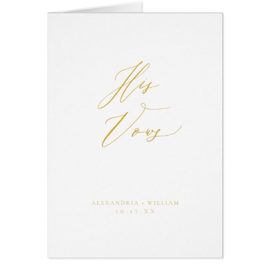 Moderne Gouden Kalligrafie Trouwgelofte Kaart Boek (Voorkant)