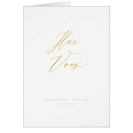 Moderne Gouden Kalligrafie Trouwgelofte Kaart Boek
