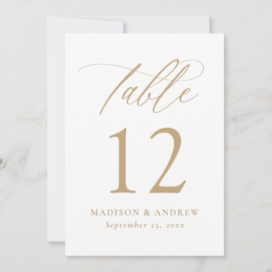 Moderne Gouden Kalligrafie Trouwtafelnummer (Voorkant)