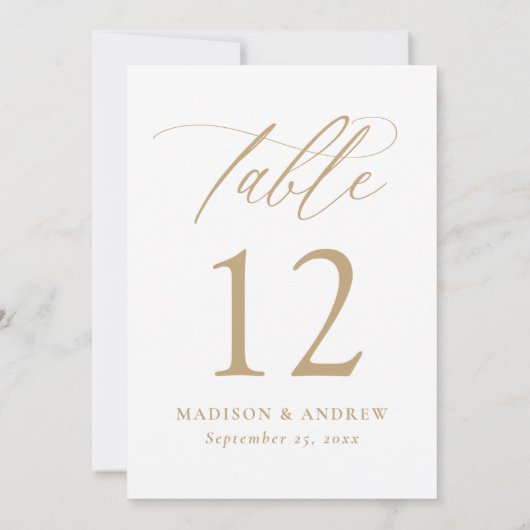 Moderne Gouden Kalligrafie Trouwtafelnummer (Achterkant)