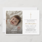 Moderne Gouden Katholieke Religie Baby Doopsel Fot Kaart (Voorkant)