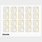Moderne, gouden Kerst stickers, naam Vierkante Sticker (Vel)