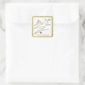 Moderne, gouden Kerst stickers, naam Vierkante Sticker (Tas)