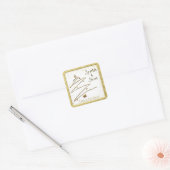 Moderne, gouden Kerst stickers, naam Vierkante Sticker (Envelop)