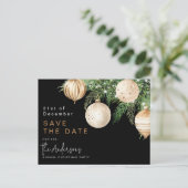 Moderne gouden kerstbal Bewaar de datum Feestdagenkaart (Staand voorkant)