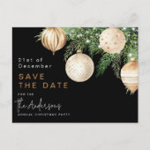 Moderne gouden kerstbal Bewaar de datum Feestdagenkaart (Voorkant)