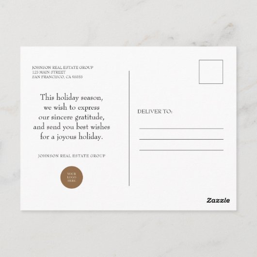 Moderne gouden kerstballen | Groeten van het seizo Briefkaart (Achterkant)