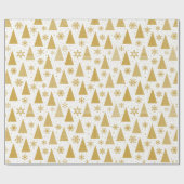 Moderne Gouden Kerstbomen Feestelijke Feestdagen Cadeaupapier (Vlak)