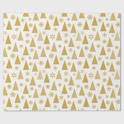 Moderne Gouden Kerstbomen Feestelijke Feestdagen Cadeaupapier (Vlak)