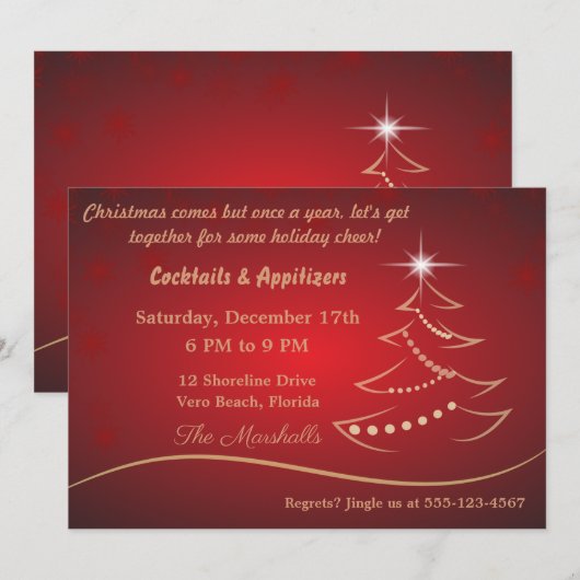 Moderne gouden kerstbomen kaart (Voorkant / Achterkant)