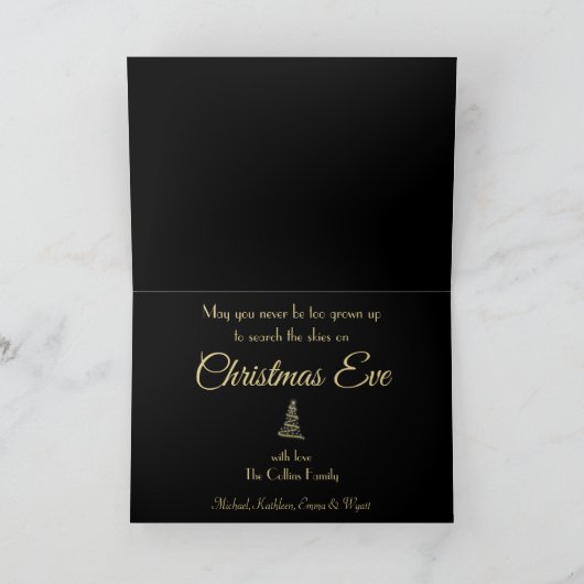 Moderne gouden kerstbomen kaart (Binnen)