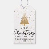 Moderne gouden kerstboom cadeaulabel (Voorkant)