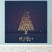 Moderne gouden kerstboom canvas afdruk (Insitu (Houten vloer))