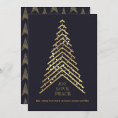 Moderne gouden kerstboom feestdagenkaart (Voorkant / Achterkant)