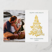 Moderne gouden kerstboom | FotoHappy Folie Feestdagenkaart (Voorkant)