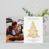 Moderne gouden kerstboom | FotoHappy Folie Feestdagenkaart (Staand Voorkant)
