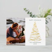 Moderne gouden kerstboom | FotoHappy Folie Feestdagenkaart (Staand Voorkant)