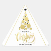 Moderne gouden kerstboomfeestdag sticker (Voorkant)