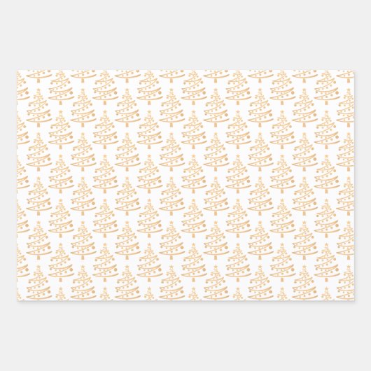 Moderne gouden kerstboompatronen inpakpapier vel (Voorkant)