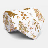 Moderne gouden kerstboompatronen stropdas (Opgerold)