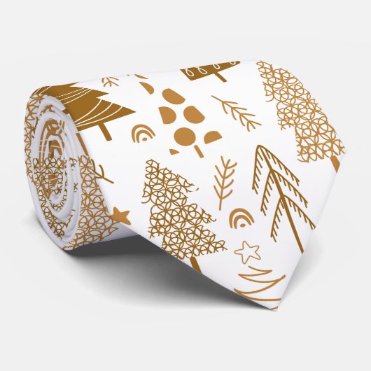 Moderne gouden kerstboompatronen stropdas (Opgerold)