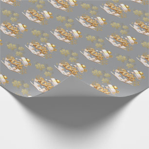 Moderne gouden kerstcadeauverpakking cadeaupapier