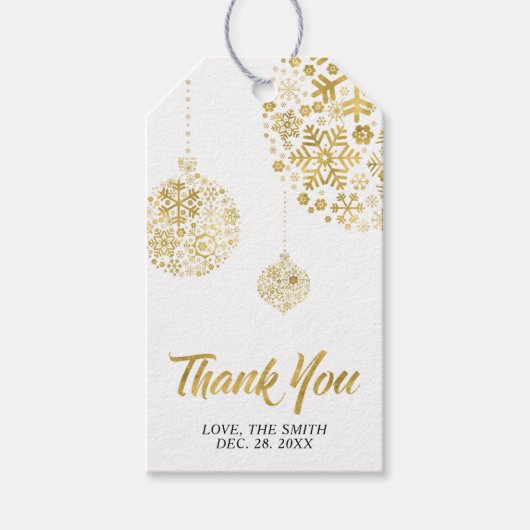 Moderne gouden kerstfeest bedank kaartjes cadeaulabel (Voorkant)