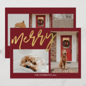 Moderne gouden kerstfoto feestdagenkaart (Voorkant / Achterkant)