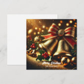 Moderne gouden kerstklokken en decoraties feestdagenkaart (Voorkant / Achterkant)